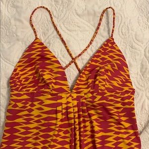 Sexy pink and yellow maxi dress